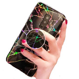 Samsung S9 Bling Beauty Marble Ring Stand Case,Aulzaju Samsung S9 Shiny Cute Creative Colorful Marble Holographic Sparkle TPU Case Cover for Samsung Galaxy S9(samsung galaxy s9, Black Marble)