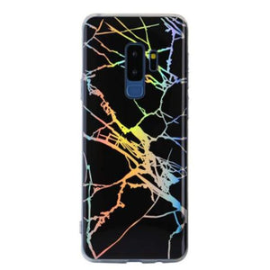Samsung S9 Bling Beauty Marble Ring Stand Case,Aulzaju Samsung S9 Shiny Cute Creative Colorful Marble Holographic Sparkle TPU Case Cover for Samsung Galaxy S9(samsung galaxy s9, Black Marble)
