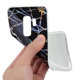 Samsung S9 Bling Beauty Marble Ring Stand Case,Aulzaju Samsung S9 Shiny Cute Creative Colorful Marble Holographic Sparkle TPU Case Cover for Samsung Galaxy S9(samsung galaxy s9, Black Marble)