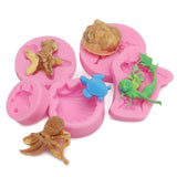 Fondant Mold, Beasea 5pcs Cake Decoration Sea Life Mould 3D Turtle Starfish Seashells Silicone Mold Suagr Art Craft Making Tool
