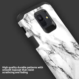 TJS Case Compatible for Samsung Galaxy A6 2018, with [Tempered Glass Screen Protector] Dual Layer Hybrid Shockproof Drop Protection Impact Rugged Phone Marble Case Armor Cover (White)