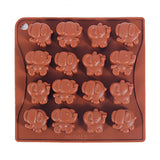 Yunko 16 Cavity Elephant Silicone Chocolate Mold Ice Cube Tray Jello Fudge Mold Candy Gum Mould