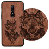 Wooden Protection case for OnePlus 6 - Hard case with TPU Bumper Spirit Wolf