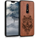Wooden Protection case for OnePlus 6 - Hard case with TPU Bumper Spirit Wolf